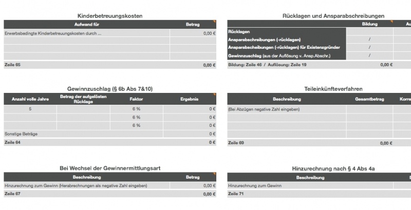 Numbers Vorlage Einnahmen-Überschuss-Rechnung 2012 ohne USt Sonstiges