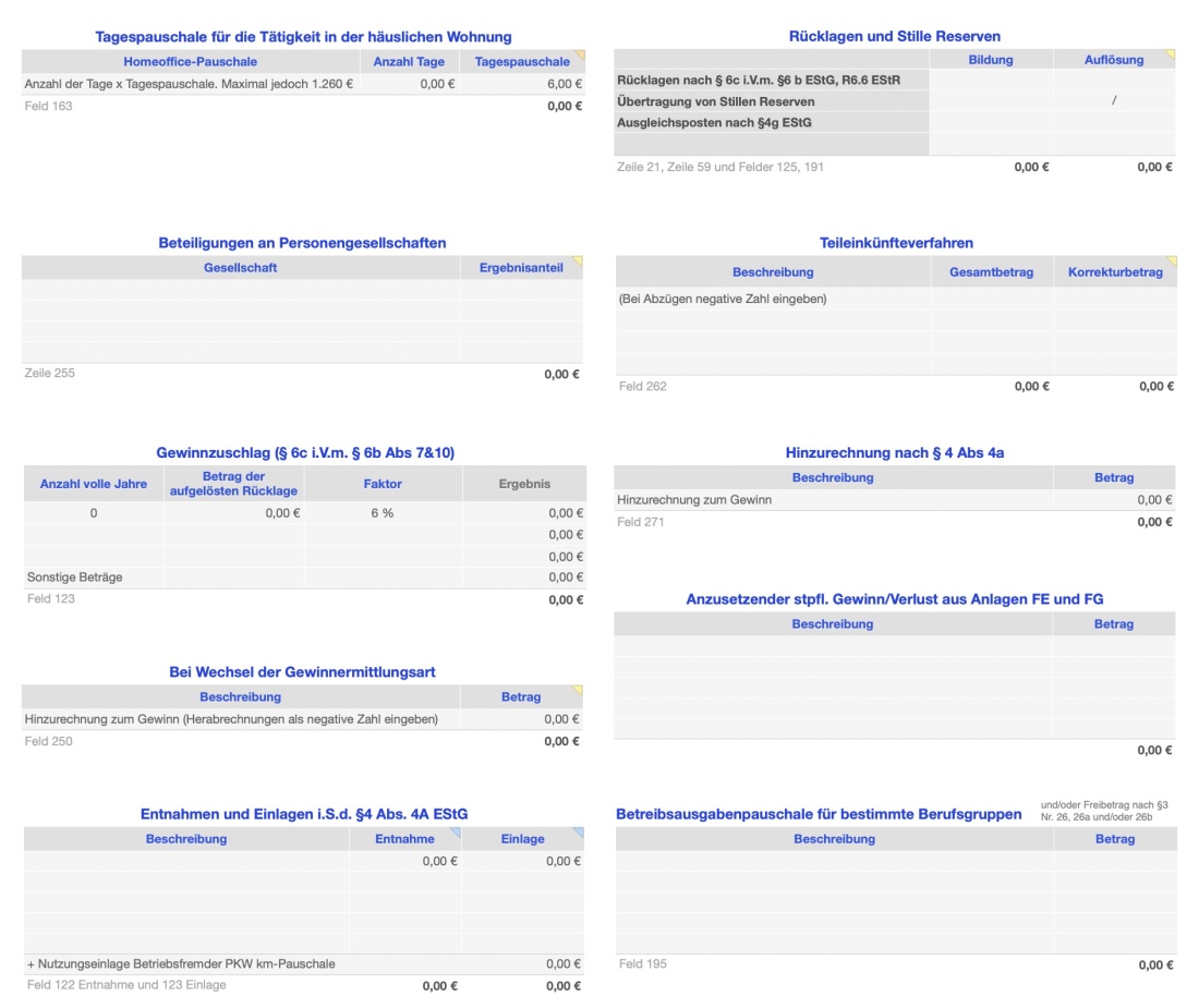 Einnahmen-Überschuss-Rechnung 2025 mit USt Sonstiges
