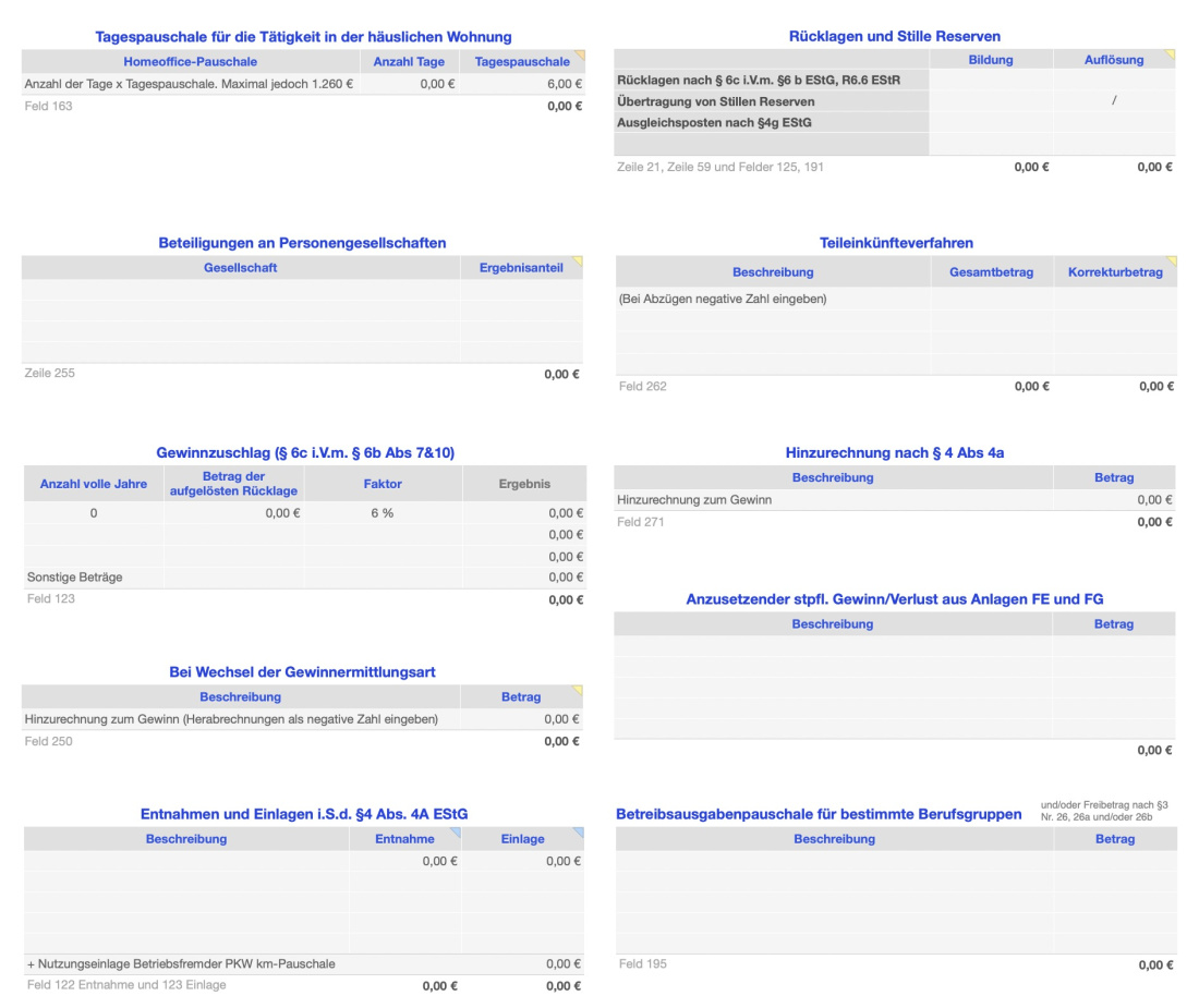 Einnahmen-Überschuss-Rechnung 2026 mit USt Sonstiges