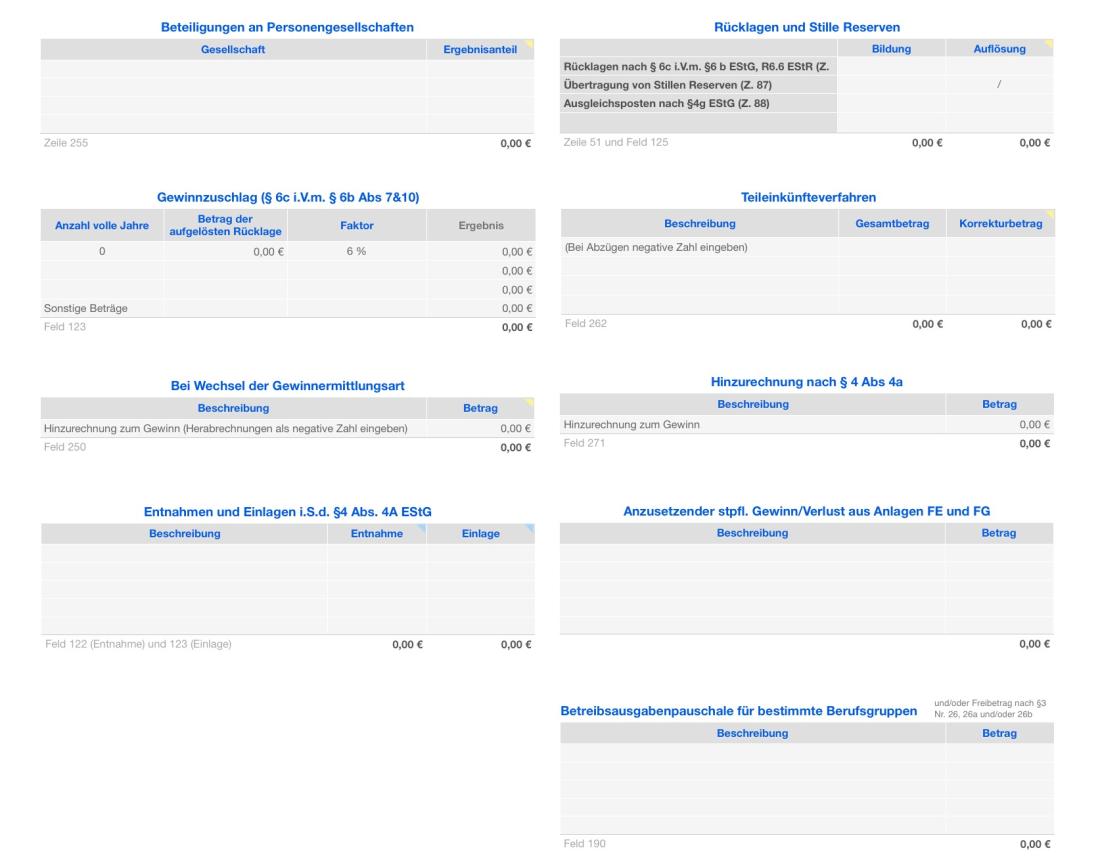 Vorlage Einnahmen-Überschuss-Rechnung 2018 für Mac und iPad Sonstiges