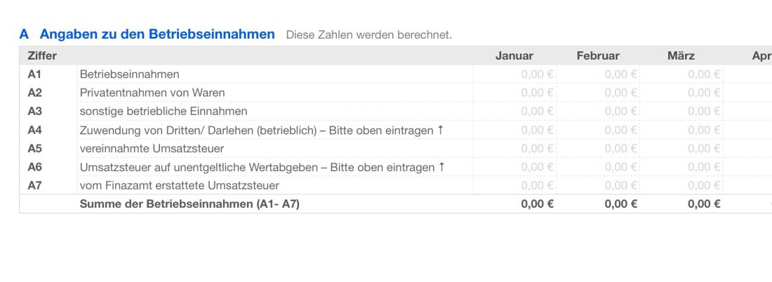 Vorlage Einnahmen-Überschuss-Rechnung 2018 Anlage EKS Einnahmen