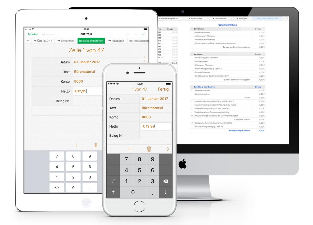 Numbers Vorlage Einnahmen-Überschuss-Rechnung 2017 ohne USt für iPad und Mac