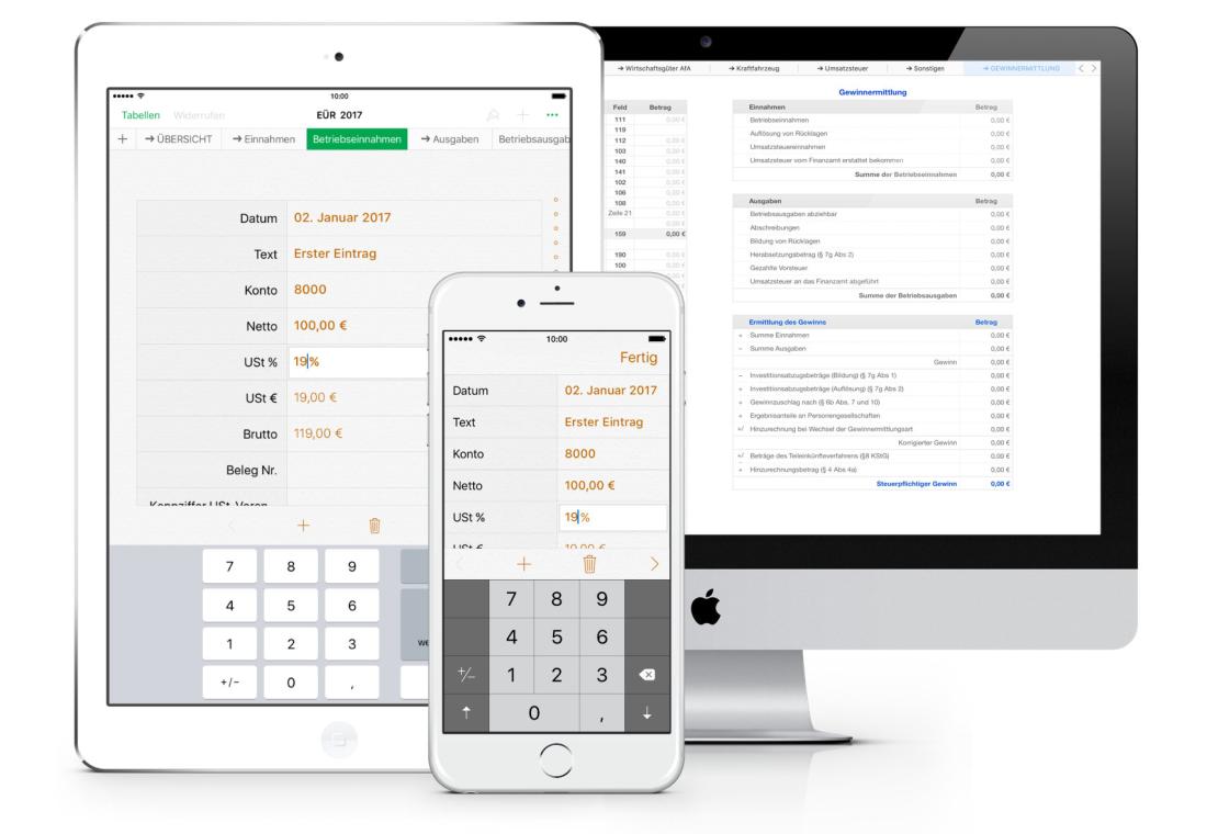 Vorlage Einnahmen-Überschuss-Rechnung 2017 für Mac und iPad