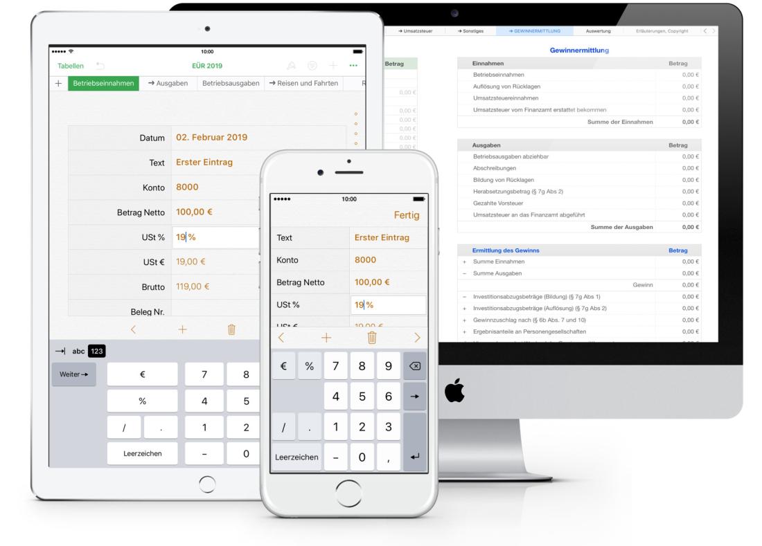 Vorlage Einnahmen-Überschuss-Rechnung 2019 für Mac und iPad iOS