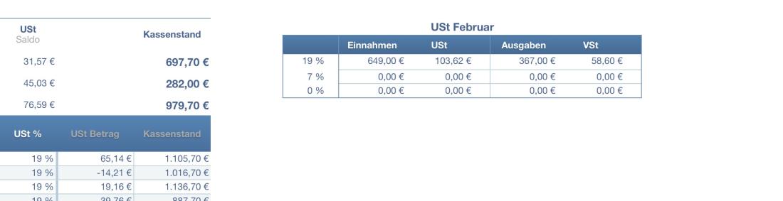 Numbers Vorlage Kassenbuch UST tabelle 2016