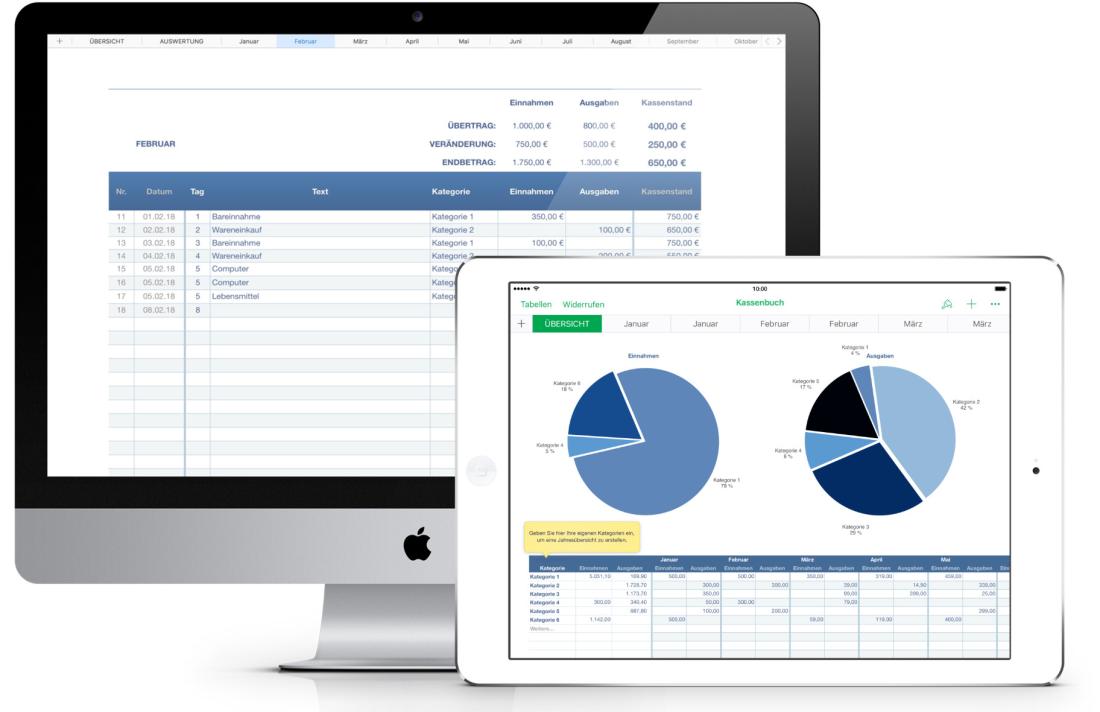 Numbers Vorlage Kassenbuch Zusammenfassung Mac und iPad 2018