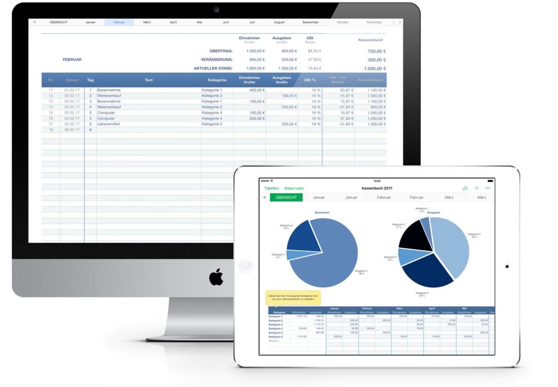 Numbers Vorlage Kassenbuch mit USt Mac und iPad 2017