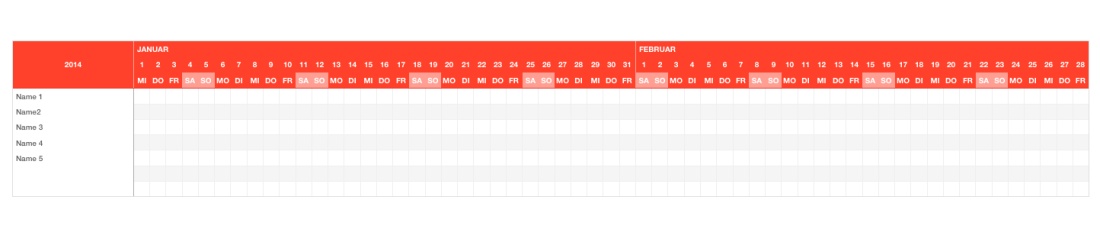 Numbers Vorlage Urlaubsplan Monate