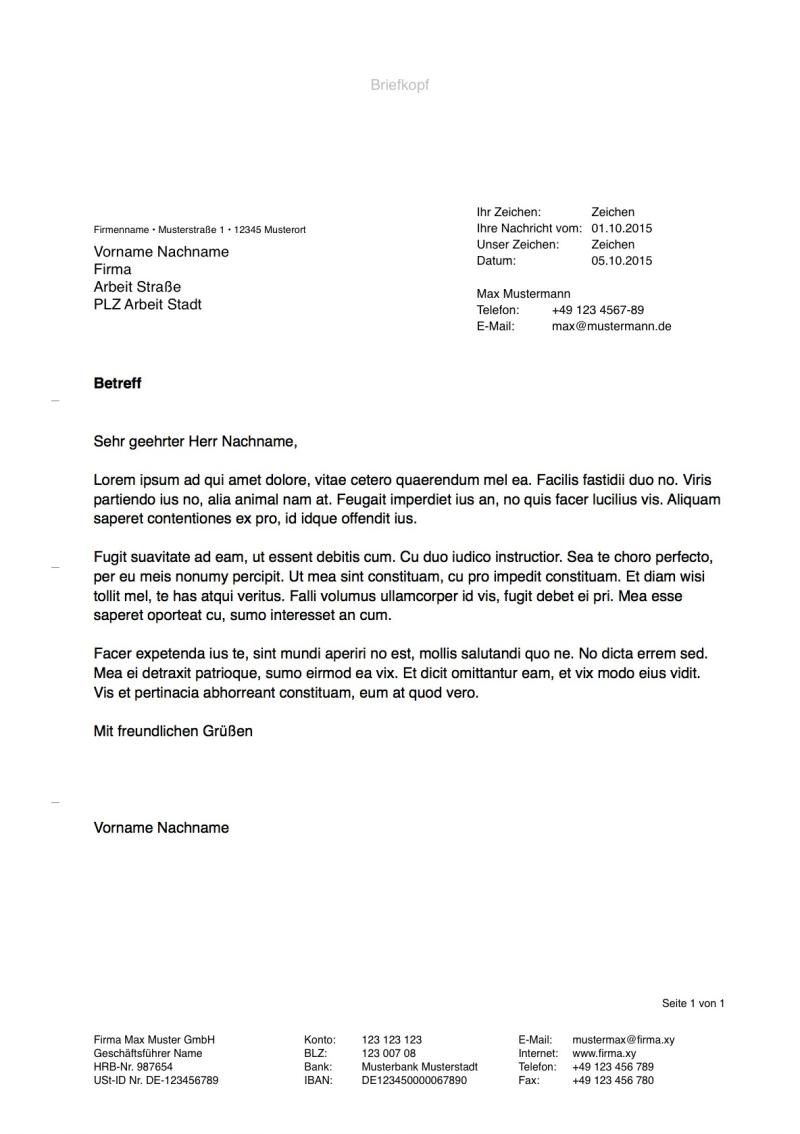 Pages Vorlage Briefvorlage nach DIN 5008