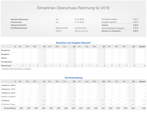 Einnahmen-Überschuss-Rechnung 2018 mit EKS für Mac und iPad 